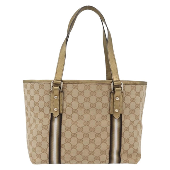GUCCI GG Canvas Tragetasche Beige Gold 137396 Auth fm5086