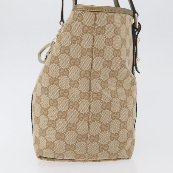 GUCCI GG Canvas Tragetasche Beige Gold 137396 Auth fm5086