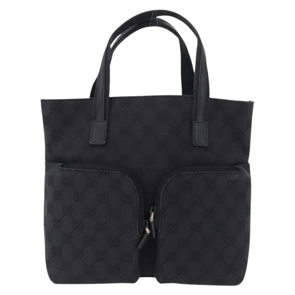 GUCCI GG Canvas Handtas Zwart Zilver 002 1080 Auth fm5087