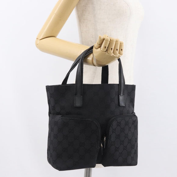 GUCCI GG Canvas Handtas Zwart Zilver 002 1080 Auth fm5087