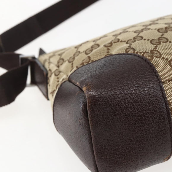 GUCCI GG Canvas Shoulder Bag Beige Silver 114273 Auth fm5091