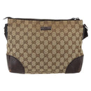 GUCCI GG Canvas Shoulder Bag Beige Silver 114273 Auth fm5091-13