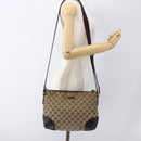 GUCCI GG Canvas Shoulder Bag Beige Silver 114273 Auth fm5091-23