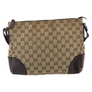GUCCI GG Canvas Shoulder Bag Beige Silver 114273 Auth fm5091-2