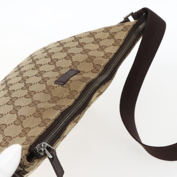 GUCCI GG Canvas Shoulder Bag Beige Silver 114273 Auth fm5091