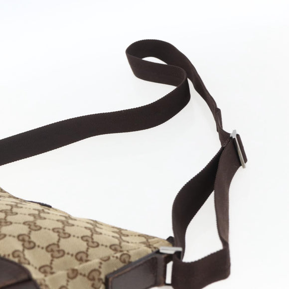 GUCCI GG Canvas Shoulder Bag Beige Silver 114273 Auth fm5091