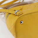 CHANEL Matelasse Chain Aquarium Backpack Leather Vinyl Yellow CC Auth fm5093V-9
