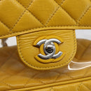 CHANEL Matelasse Chain Aquarium Backpack Leather Vinyl Yellow CC Auth fm5093V-18