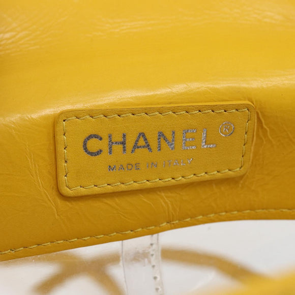 CHANEL Matelasse Chain Aquarium Backpack Leather Vinyl Yellow CC Auth fm5093V