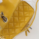 CHANEL Matelasse Chain Aquarium Backpack Leather Vinyl Yellow CC Auth fm5093V-10