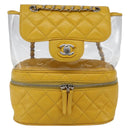 CHANEL Matelasse Chain Aquarium Backpack Leather Vinyl Yellow CC Auth fm5093V-13