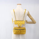 CHANEL Matelasse Chain Aquarium Backpack Leather Vinyl Yellow CC Auth fm5093V-26