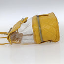 CHANEL Matelasse Chain Aquarium Backpack Leather Vinyl Yellow CC Auth fm5093V-3