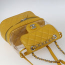 CHANEL Matelasse Chain Aquarium Backpack Leather Vinyl Yellow CC Auth fm5093V-6