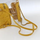 CHANEL Matelasse Chain Aquarium Backpack Leather Vinyl Yellow CC Auth fm5093V-7