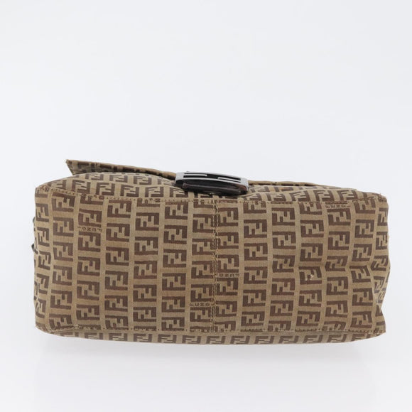 FENDI Zucchino Canvas Mamma Baguette Shoulder Bag Brown Auth fm5095