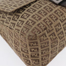 FENDI Zucchino Canvas Mamma Baguette Shoulder Bag Brown Auth fm5095-9