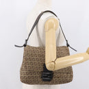 FENDI Zucchino Canvas Mamma Baguette Shoulder Bag Brown Auth fm5095-25