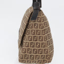 FENDI Zucchino Canvas Mamma Baguette Shoulder Bag Brown Auth fm5095-3