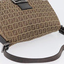 FENDI Zucchino Canvas Mamma Baguette Shoulder Bag Brown Auth fm5095-6