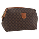 CELINE Macadam Canvas Pouch PVC Leather Brown Gold Auth fm5108-1