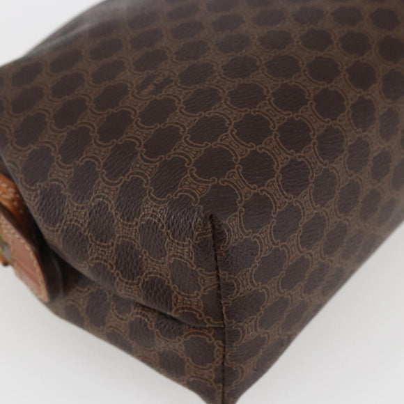 CELINE Macadam Canvas Pouch PVC Leather Brown Gold Auth fm5108