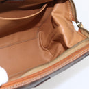 CELINE Macadam Canvas Pouch PVC Leather Brown Gold Auth fm5108-17