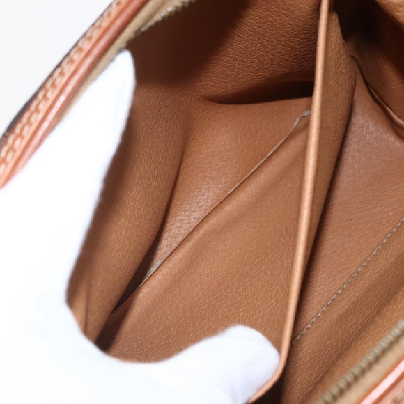 CELINE Macadam Canvas Pouch PVC Leather Brown Gold Auth fm5108