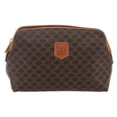 CELINE Macadam Canvas Pouch PVC Leather Brown Gold Auth fm5108-13
