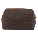 CELINE Macadam Canvas Pouch PVC Leather Brown Gold Auth fm5108-2