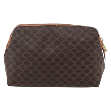 CELINE Macadam Canvas Pouch PVC Leather Brown Gold Auth fm5108 - 0