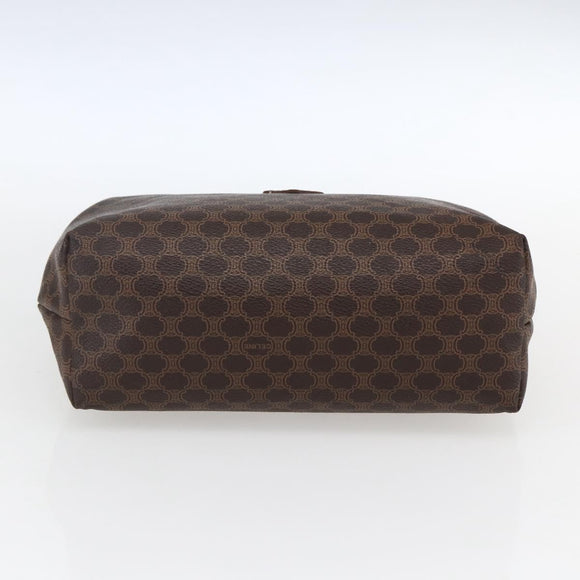 CELINE Macadam Canvas Pouch PVC Leather Brown Gold Auth fm5108