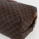 CELINE Macadam Canvas Pouch PVC Leather Brown Gold Auth fm5108-7