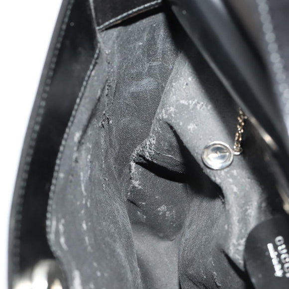 GUCCI Interlocking Bag Patent leather Black Silver 000 2023 0506 Auth fm5110