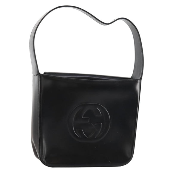 GUCCI Interlocking Bag Patent leather Black Silver 000 2023 0506 Auth fm5110
