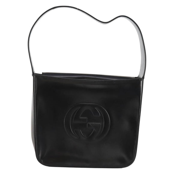 GUCCI Interlocking Bag Patent leather Black Silver 000 2023 0506 Auth fm5110