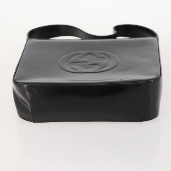 GUCCI Interlocking Bag Patent leather Black Silver 000 2023 0506 Auth fm5110