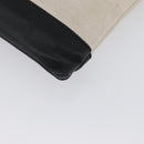BALENCIAGA Navy clip M Clutch Bag Canvas Leather Beige Black 373834 Auth fm5111-16
