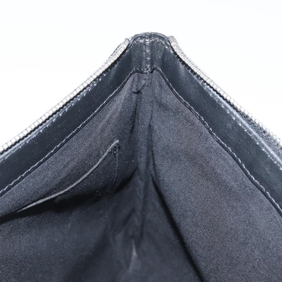 BALENCIAGA Navy clip M Clutch Bag Canvas Leather Beige Black 373834 Auth fm5111