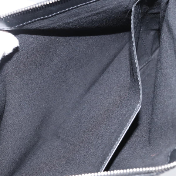 BALENCIAGA Navy clip M Clutch Bag Canvas Leather Beige Black 373834 Auth fm5111