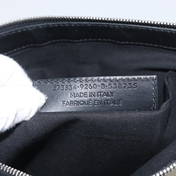 BALENCIAGA Navy clip M Clutch Bag Canvas Leather Beige Black 373834 Auth fm5111