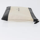 BALENCIAGA Navy clip M Clutch Bag Canvas Leather Beige Black 373834 Auth fm5111-3