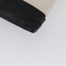 BALENCIAGA Navy clip M Clutch Bag Canvas Leather Beige Black 373834 Auth fm5111-14