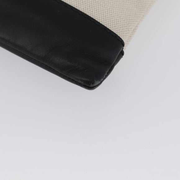 BALENCIAGA Navy clip M Clutch Bag Canvas Leather Beige Black 373834 Auth fm5111