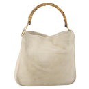 GUCCI Bamboo Shoulder Bag Suede Ivory Gold 001 2113 Auth fm5113-1