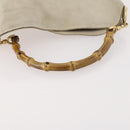 GUCCI Bamboo Shoulder Bag Suede Ivory Gold 001 2113 Auth fm5113-7
