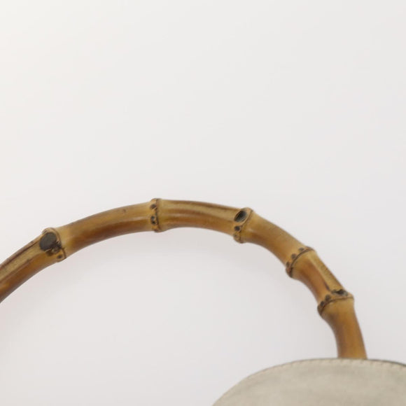 GUCCI Bamboo Shoulder Bag Suede Ivory Gold 001 2113 Auth fm5113