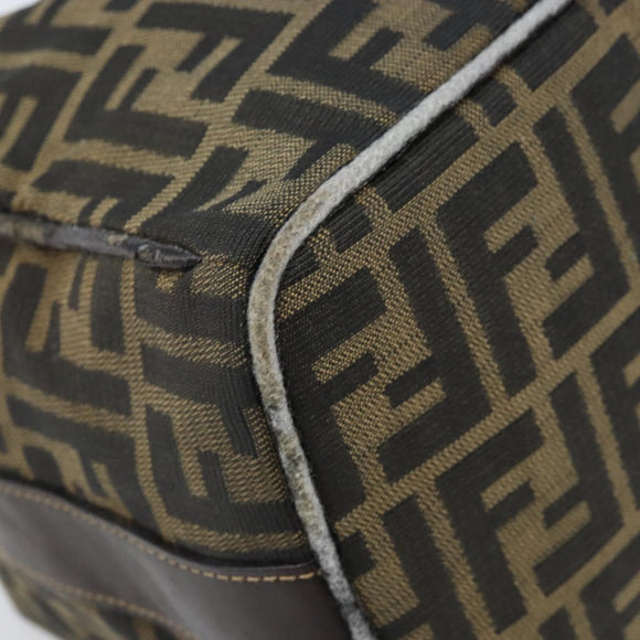 FENDI Zucca Canvas Vanity Hand Bag Black Brown gold Auth fm5114