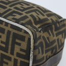 FENDI Zucca Canvas Vanity Hand Bag Black Brown gold Auth fm5114-15