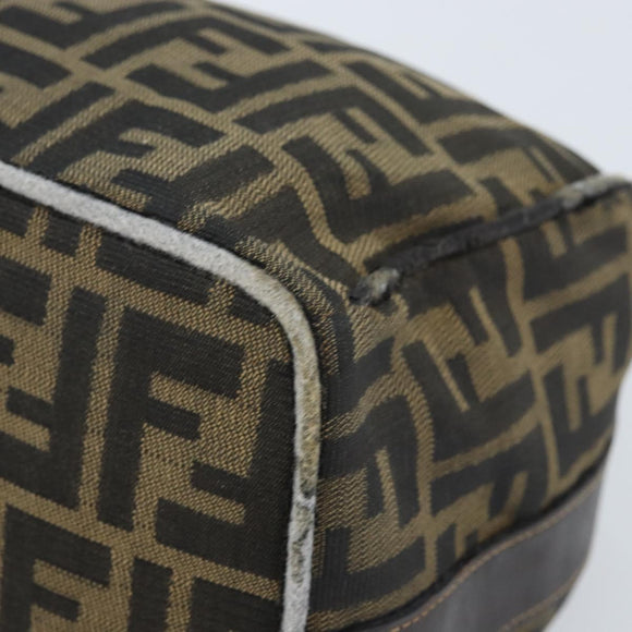 FENDI Zucca Canvas Vanity Hand Bag Black Brown gold Auth fm5114